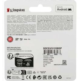 Карта памяти Kingston Canvas Select Plus 512Gb MicroSDXC (SDCS3/512GBSP)
