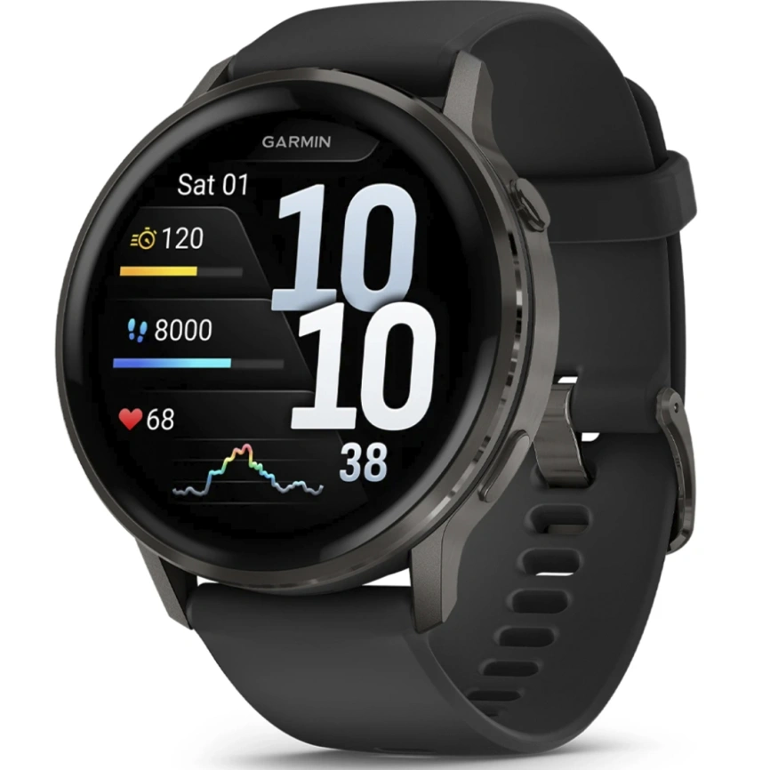 Смарт-часы Garmin Venu 4 45mm Slate Bezel With Black Silicone Band (010-03014-00) фото 1
