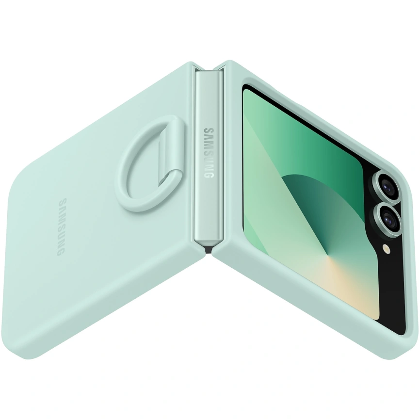 Чехол Samsung Silicone Case with Ring для Galaxy Z Flip6 Mint Green фото 2