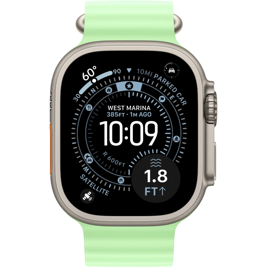 Смарт-часы Apple Watch Ultra 3 (2025) 49mm Natural Titanium Case with Neon Green Ocean Band фото 3