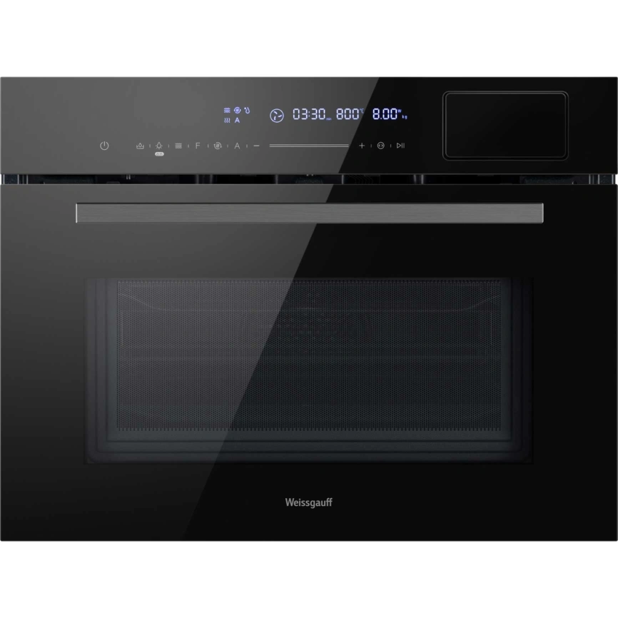 Встраиваемый компактный духовой шкаф с СВЧ и паром Weissgauff OEMS 459 PDB Black фото 1