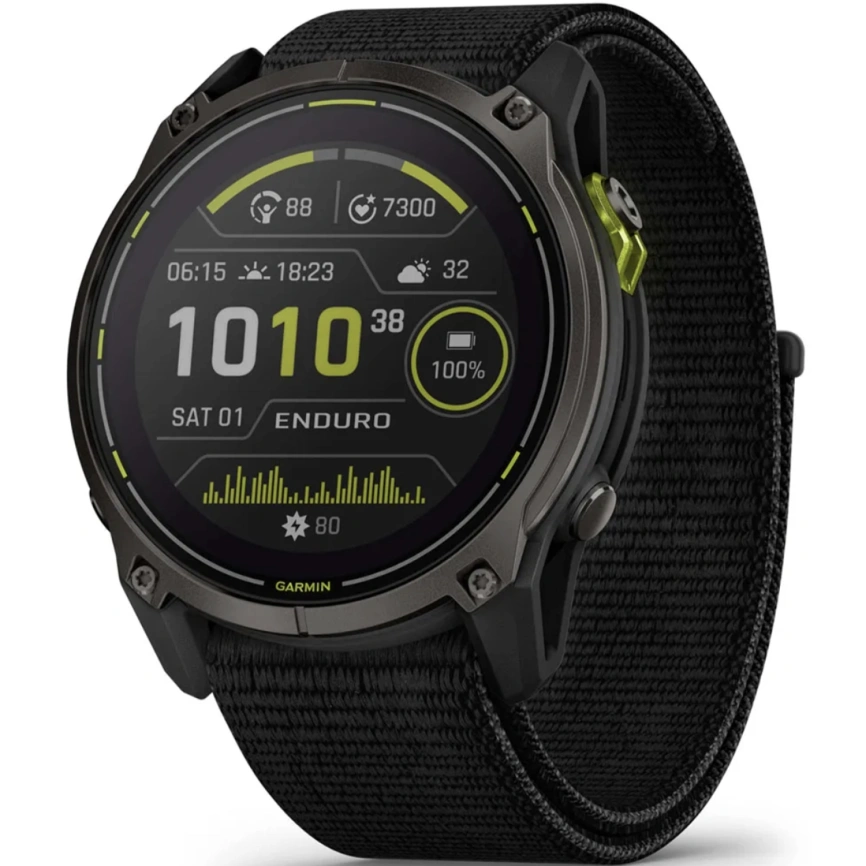 Смарт-часы Garmin Enduro 3 51mm (010-02751-01) Solar Sapphire Carbon Gray DLC Titanium/Black UltraFit Nylon Strap фото 1