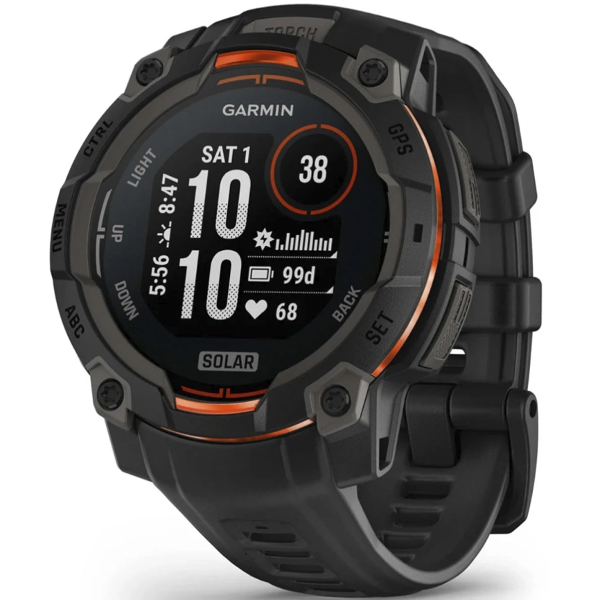 Смарт-часы Garmin Instinct 3 45mm Solar Black with Black Band (010-02934-00) фото 1