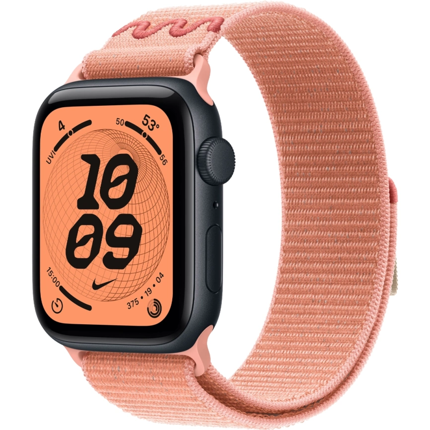 Смарт-часы Apple Watch SE (2025) 40mm Midnight Aluminum Case with Alpenglow Pink Nike Sport Loop фото 1